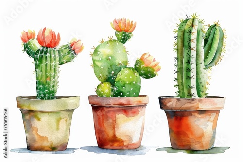 Watercolor Cactus in Pot, Water Color Succulent, Mexican Cacti Drawing, Cute Succulent
