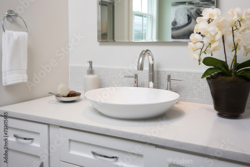 White Modern Bathroom: Clean and Stylish Sink in a Bright Contemporary Interior