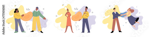 Social distance vector illustration. Avoiding crowded areas is essential for disease prevention Staying away from sick individuals helps maintain personal health Society must come together to enforce