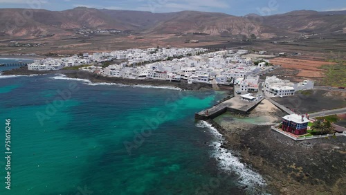 Aerial view of Arrieta town, Lanzarote, Canary islands, Spain photo