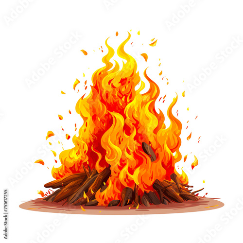 Holika Dahan on transparent background, image
