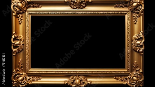 Empty golden photo frame