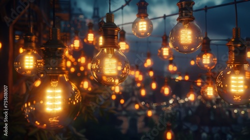 Photorealistic String Lights in a Dark Room