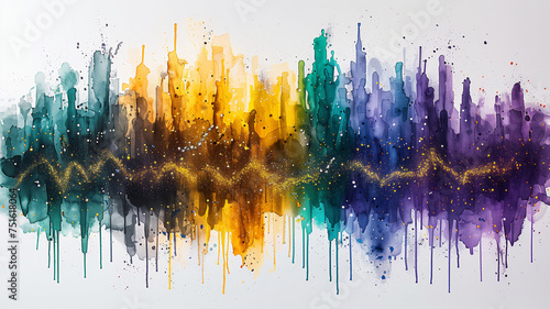 digital wave spectrum, where the width and color intensity of each wave peak correlate with bandwidth capacity.