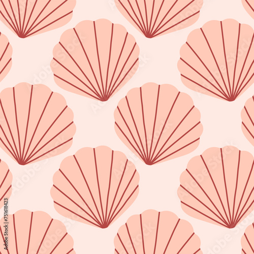 Sea shells seamless pattern. Trendy pattern of seashells for wrapping paper  wallpaper  stickers  notebook cover.