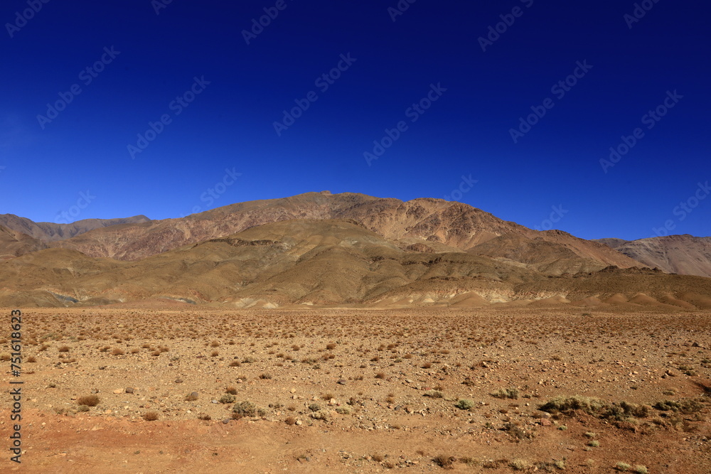 View on a mountain in the High Atlas  which is a mountain range in central Morocco, North Africa, the highest part of the Atlas Mountains