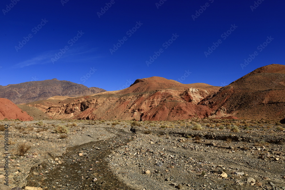 View on a mountain in the High Atlas  which is a mountain range in central Morocco, North Africa, the highest part of the Atlas Mountains