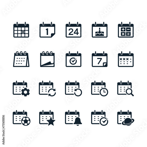 Calendar simple icons. Pixel perfect.