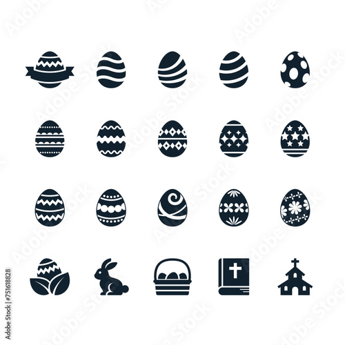 Easter eggs simple icons. Pixel perfect.