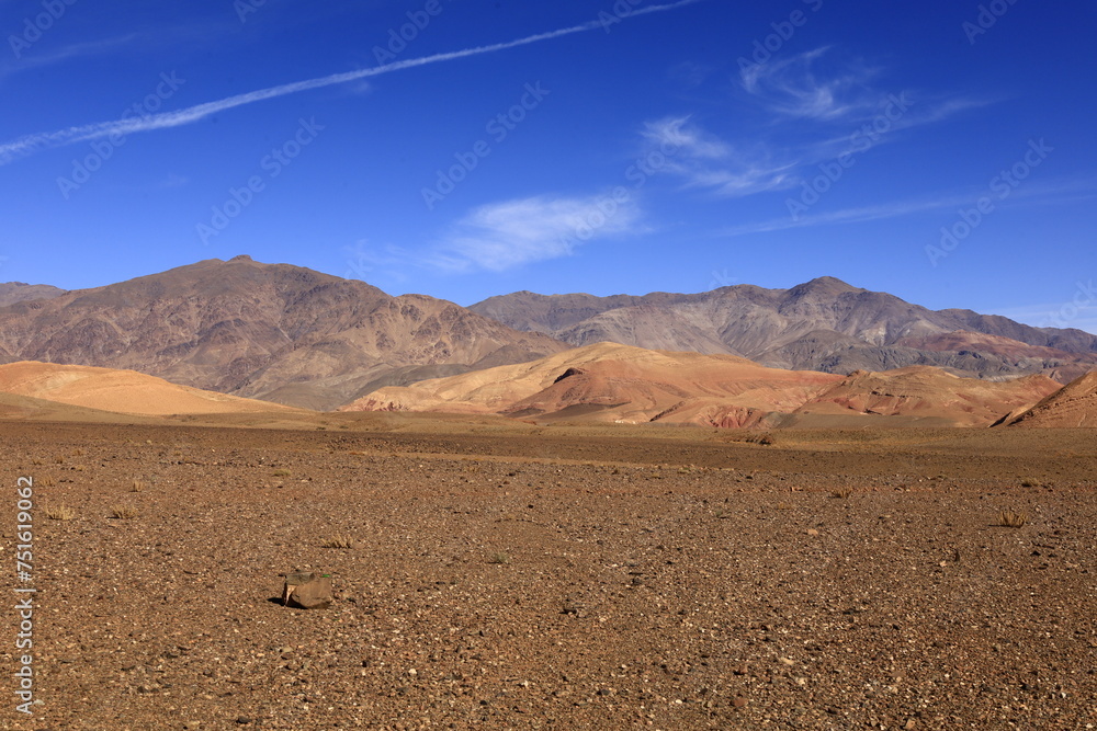 View on a mountain in the High Atlas  which is a mountain range in central Morocco, North Africa, the highest part of the Atlas Mountains