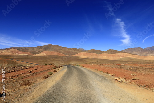 View on a road in the High Atlas which is a mountain range in central Morocco, North Africa, the highest part of the Atlas Mountains