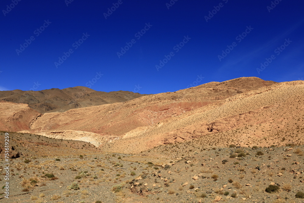 View on a mountain in the High Atlas which is a mountain range in central Morocco, North Africa, the highest part of the Atlas Mountains View on a mountain in the High Atlas which is a mountain range in central Morocco, North Africa, the highest part of the Atlas Mountains