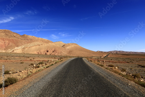 View on a road in the High Atlas which is a mountain range in central Morocco, North Africa, the highest part of the Atlas Mountains