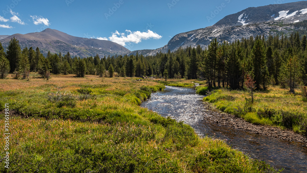 Beautiful alpine landscape along the picturesque Tioga Pass, California, USA, Beautiful alpine landscape along the picturesque Tioga Pass, California, USA,