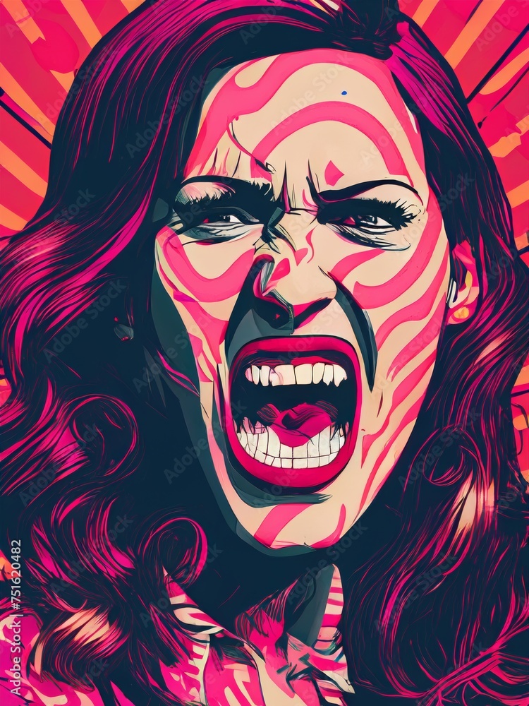 Pop art image of a screaming person