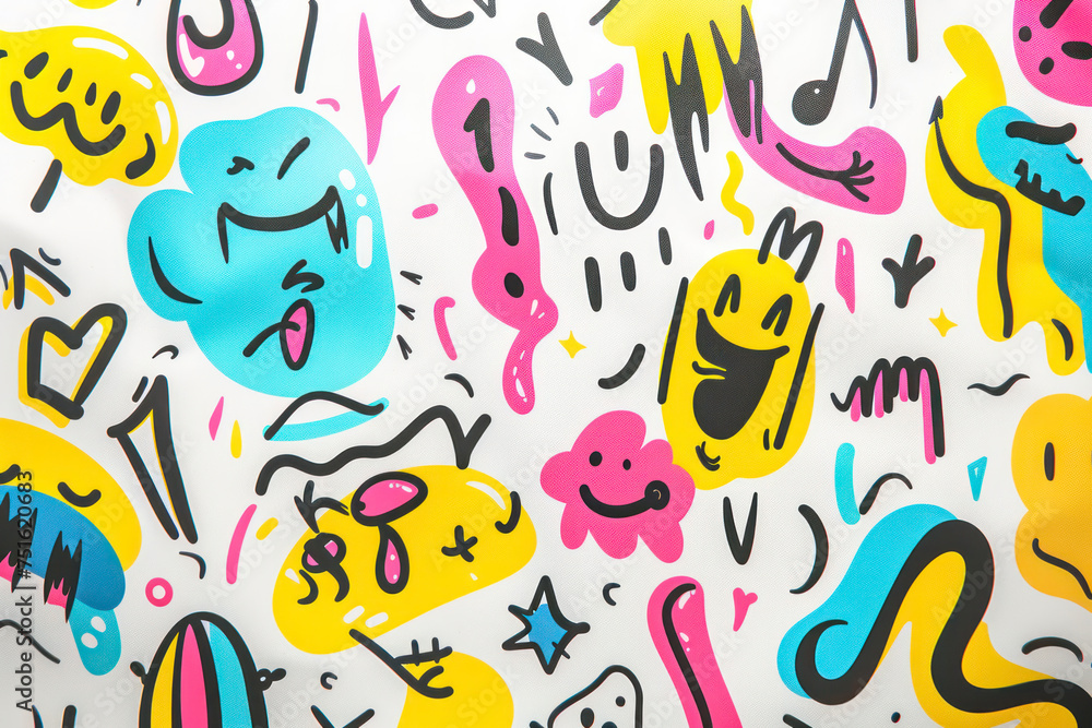 Hand drawn Abstract shapes, funny cute Comic characters. Hand drawn Abstract shapes, funny cute Comic characters.