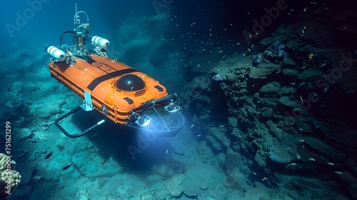 Submersible Exploring Intricate Underwater World © pkproject
