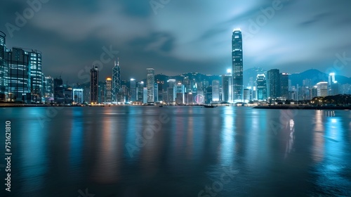 Hong Kong Skyline Reflection at Night