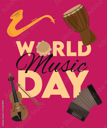 Musical instruments vector. Music instrument hand drawing vector illustration