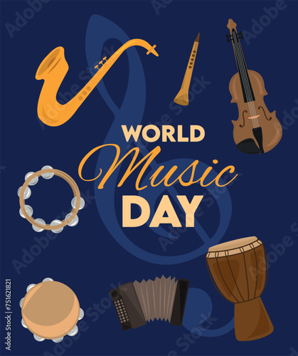 Musical instruments vector. Music instrument hand drawing vector illustration