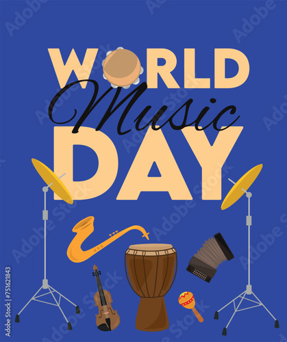 Musical instruments vector. Music instrument hand drawing vector illustration
