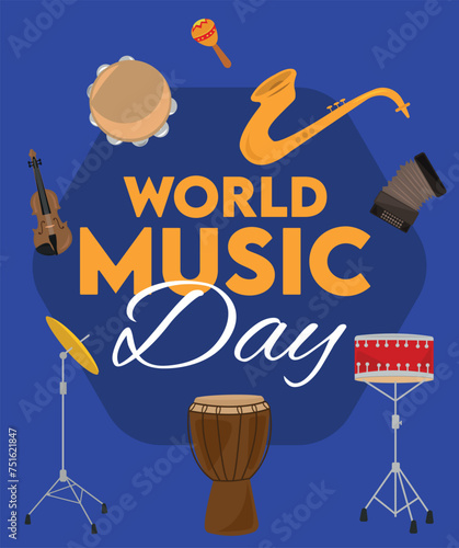 Musical instruments vector. Music instrument hand drawing vector illustration