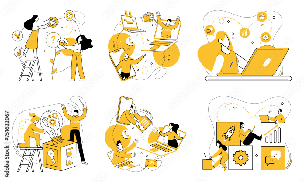 Cooperative work vector illustration. Professional cooperation turns challenges into stepping stones for collective achievement Corporate success is symphony orchestrated by harmonious unity Cooperative work vector illustration. Professional cooperation turns challenges into stepping stones for collective achievement Corporate success is symphony orchestrated by harmonious unity