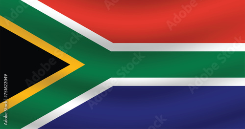 Flat Illustration of South Africa flag. South Africa national flag design. South Africa Wave flag.
