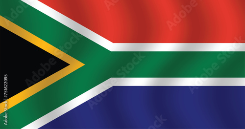 Flat Illustration of South Africa flag. South Africa national flag design. South Africa Wave flag. 