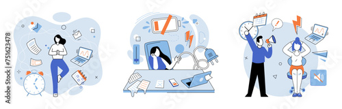 Stress at work vector illustration. The stress at work concept highlights need for effective stress management and creating healthy work environment Taking responsibility for ones well being