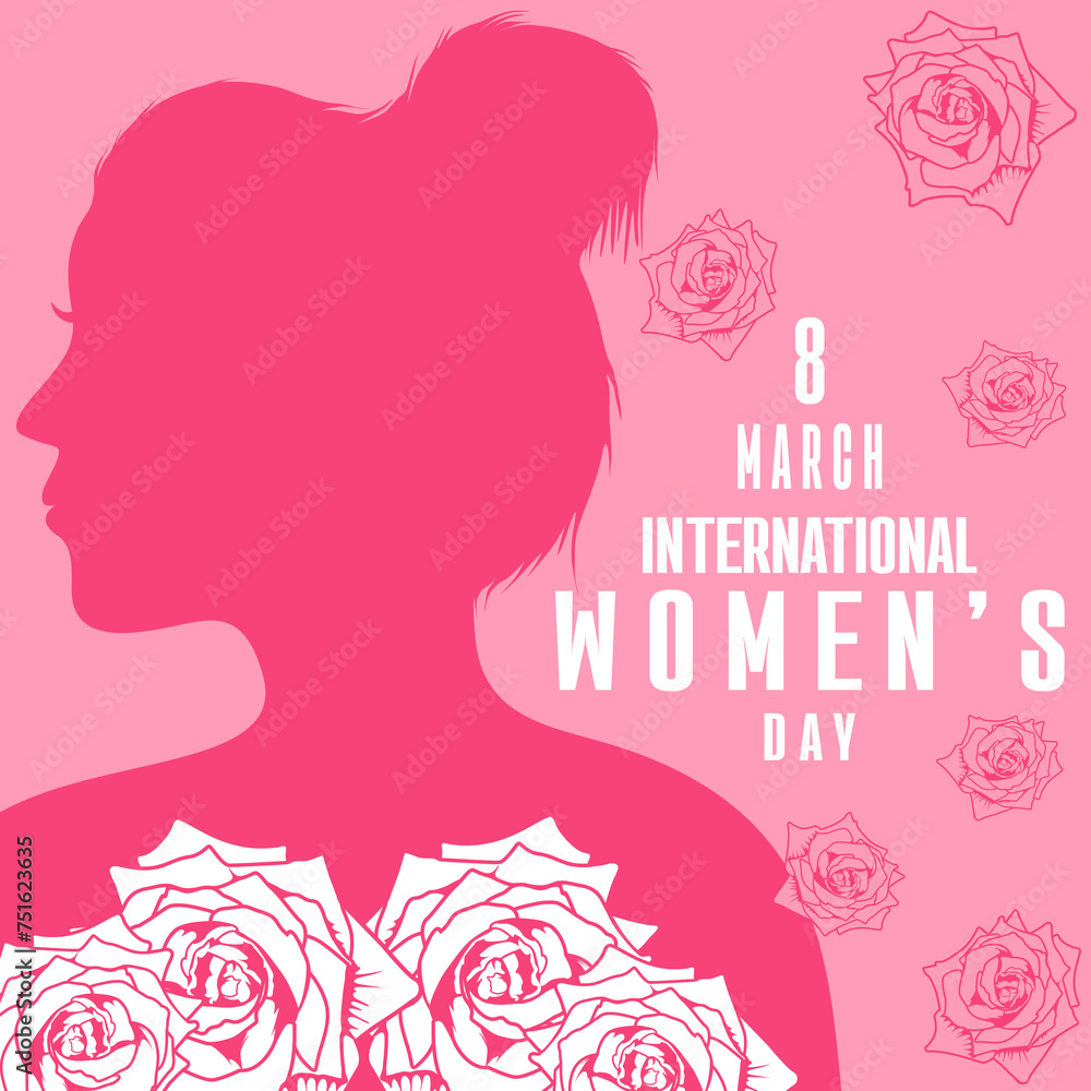 silhouette woman 8 march international womens day vector