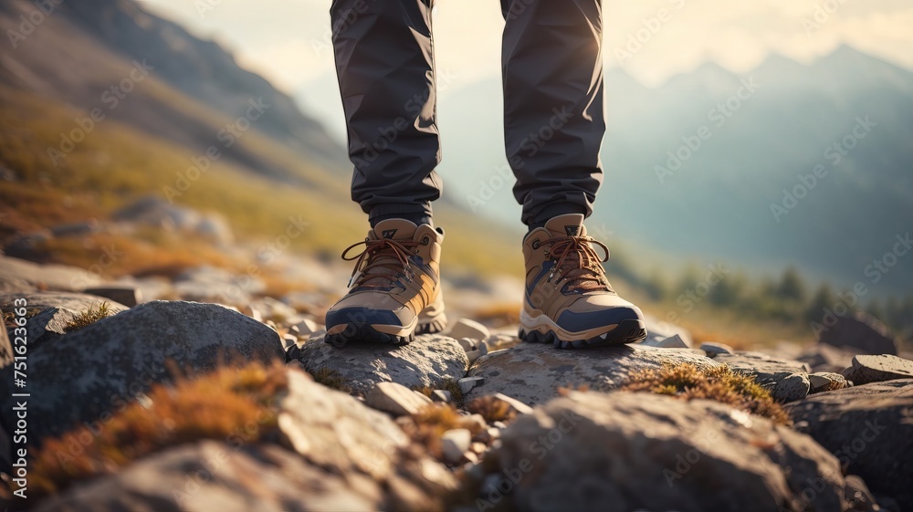 Person stand on mountain rocky Person stand on mountain rocky