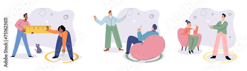 Social distance vector illustration. Social distancing measures aim to prevent spread disease Isolation is preventive measure to protect public health Social distance metaphorically represents