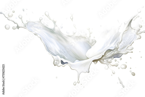 Watercolor milk cream splash on transparent background