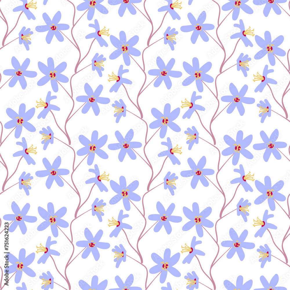 Vector seamless floral pattern. Small hand-drawn flowers on a white background Vector seamless floral pattern. Small hand-drawn flowers on a white background