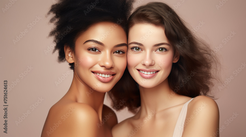 African and Caucasian Women Smiling Together African and Caucasian Women Smiling Together