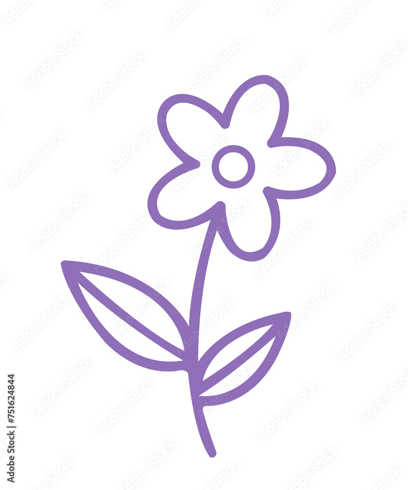 Flower clip art design on plain white transparent isolated background for card, shirt, hoodie, sweatshirt, apparel, tag, mug, icon, poster or badge