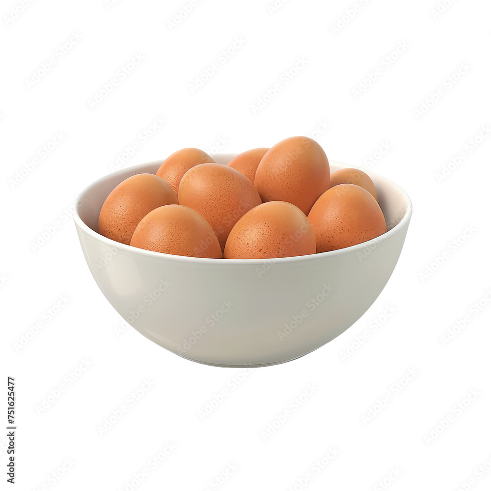 Brown eggs in bowl isolated on transparent background Brown eggs in bowl isolated on transparent background