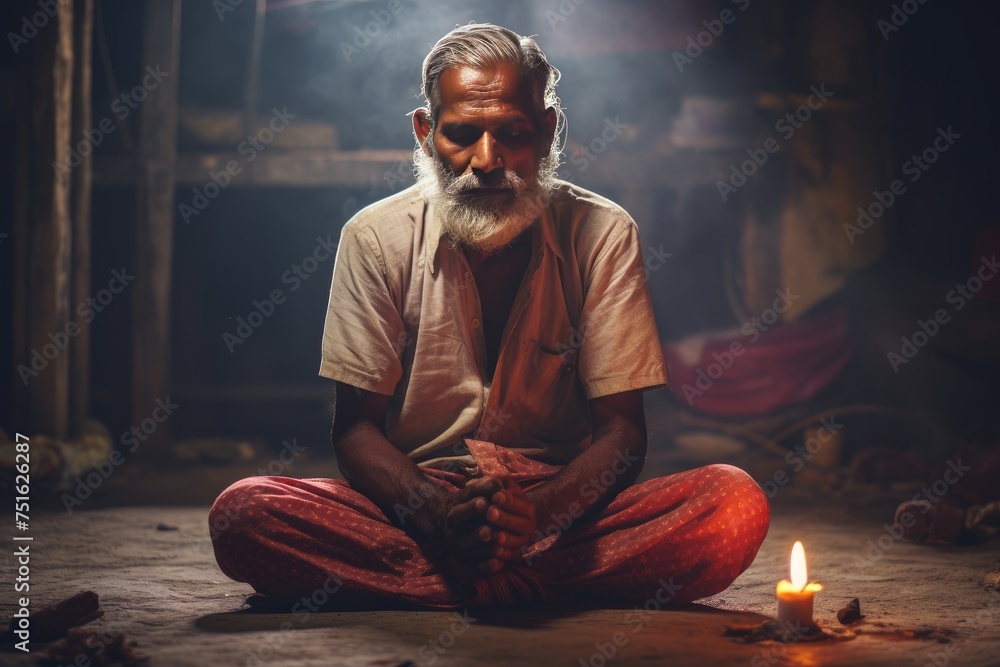 Hindu man praying,. peace, hope, dreams concept, Ai generated Hindu man praying,. peace, hope, dreams concept, Ai generated