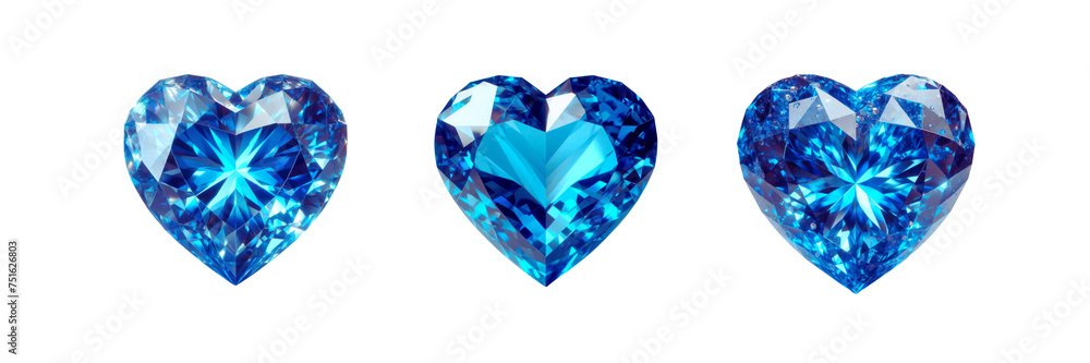 Set of heart shape diamonds, illustration, isolated over on transparent white background Set of heart shape diamonds, illustration, isolated over on transparent white background