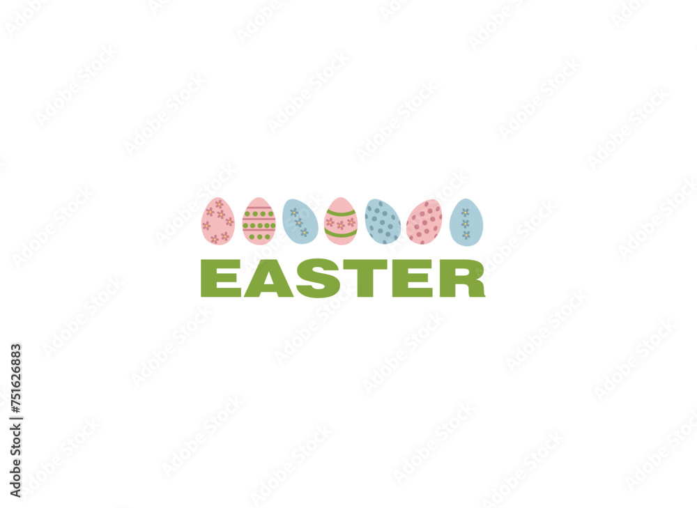 Happy Easter vector illustrations with flowers and eggs