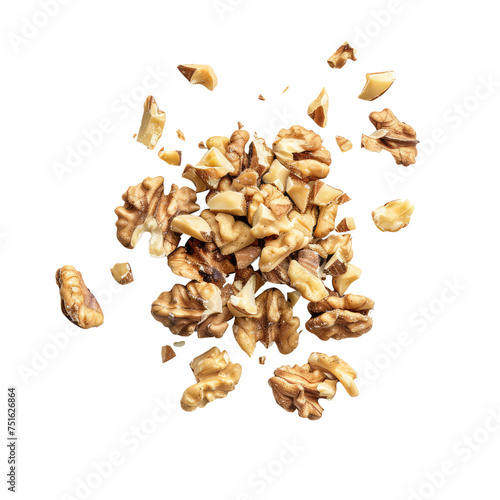 Chopped walnuts isolated on transparent background photo