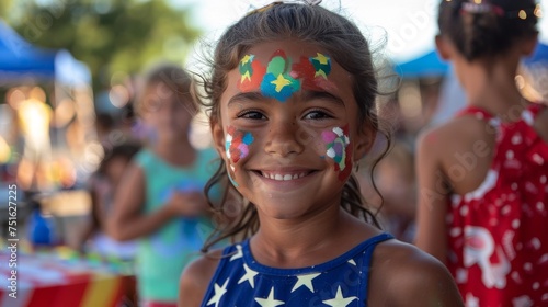 Happy Child with Face Paint at Festival