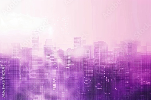 mesmerizing realm of purple digital pixelation, a cutting-edge technological texture background intertwining dynamic pixel patterns, evoking a futuristic aesthetic with a distant cityscape background