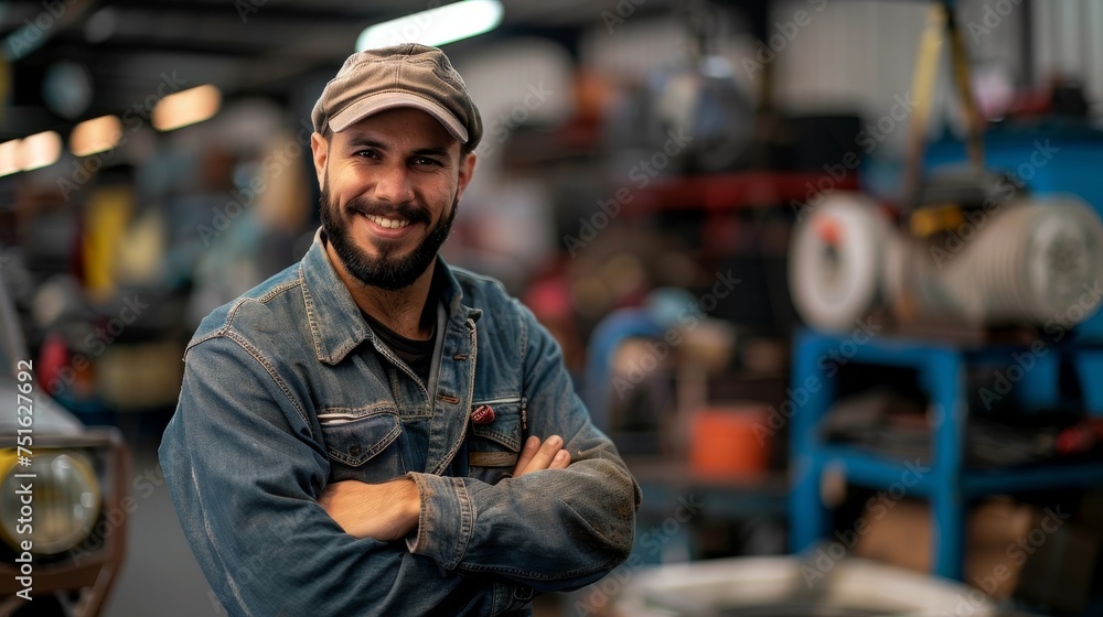 Smiling Elder Mechanic: Joyful Workshop Portrait of Skilled Expertise, Skilled and Happy Elder Mechanic's Joyful Smile in Garage Workshop Smiling Elder Mechanic: Joyful Workshop Portrait of Skilled Expertise, Skilled and Happy Elder Mechanic's Joyful Smile in Garage Workshop
