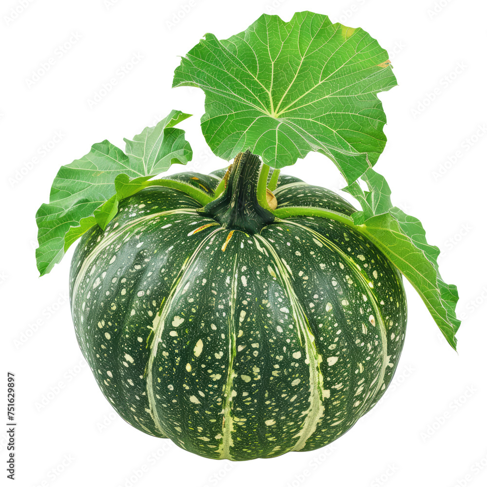 Japanese pumpkin with leaves isolated on transparent background Japanese pumpkin with leaves isolated on transparent background