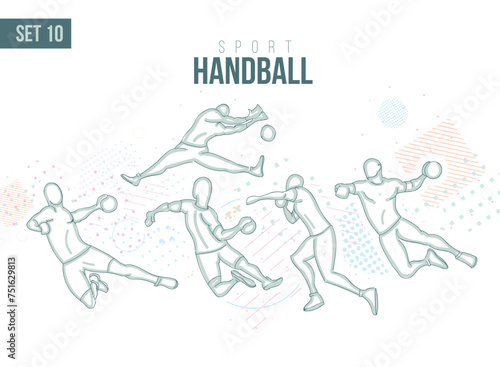 sport volleyball, handball Tournament Summer Games , sports games hand-drawn doodles. vector illustration set