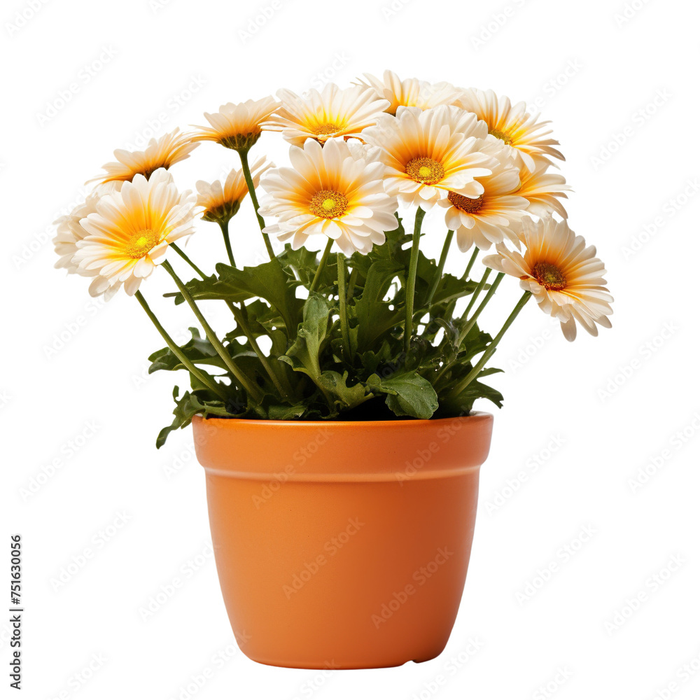 Flower daisy bloom pot isolated on transparent or white background Flower daisy bloom pot isolated on transparent or white background