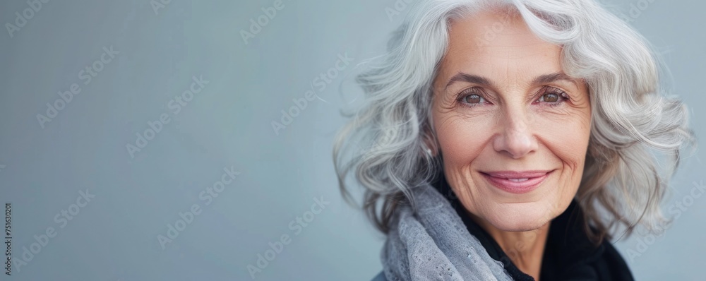 Old woman smile on color background Old woman smile on color background