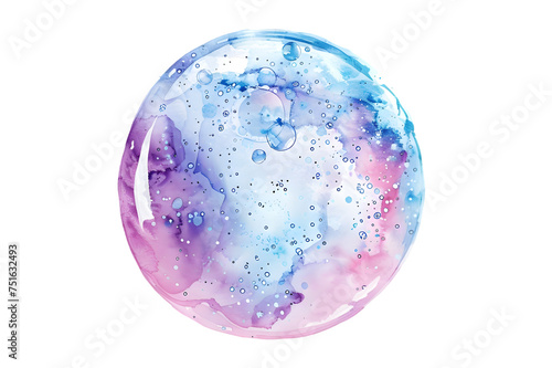 Pastel colors soap bubble in watercolor style isolated on transparent background